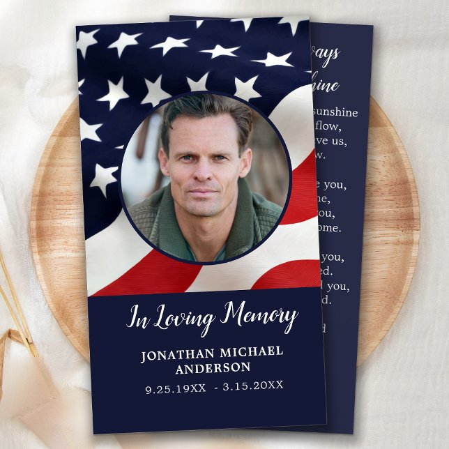 Memorial Prayer Card American Flag Veteran Funeral (Creator Uploaded)