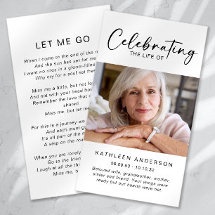 Memorial Prayer Card   Celebrating the Life Of