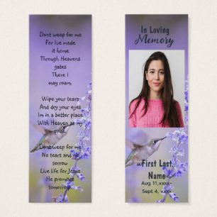 Memorial Prayer Card Funeral Nature Bookmark