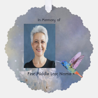 Memorial Prayer Card Hummingbird White Flowers