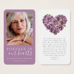 Memorial Prayer Card   Hydrangea Heart