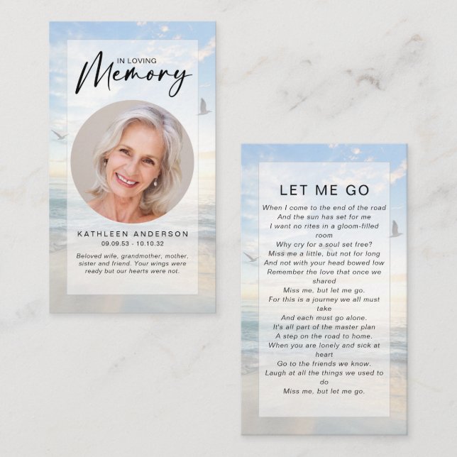 Memorial Prayer Card | Ocean Birds (Front/Back)