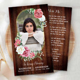 Memorial Prayer Card Photo Country Floral Funeral