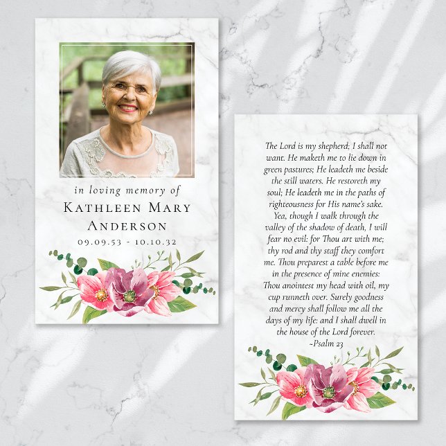 Memorial Prayer Card | Pink Flowers (Creator Uploaded)