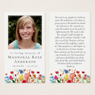 Memorial Prayer Card   Wildflower Border
