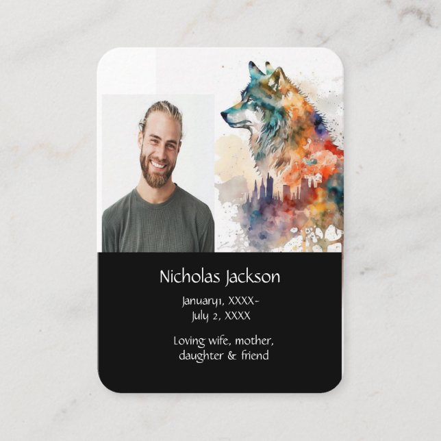 Memorial Prayer City Wolf Nature Animal Business Card (Front)