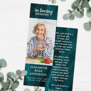 Memorial Prayer Funeral Bookmark Emerald Green