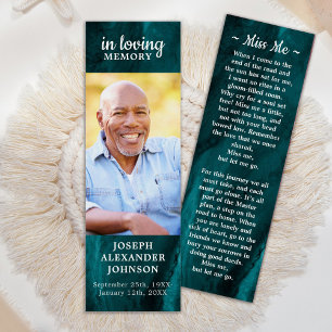 Memorial Prayer Green Marble Funeral Poem Bookmark