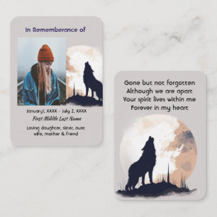 Memorial Prayer Lone Wolf Howling Animal Business Card