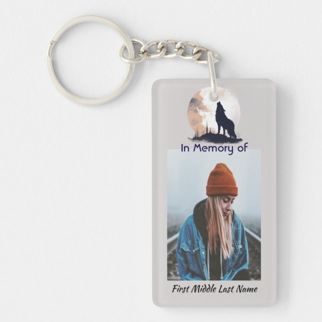  Memorial Prayer Lone Wolf Howling Animal Key Ring (Front)