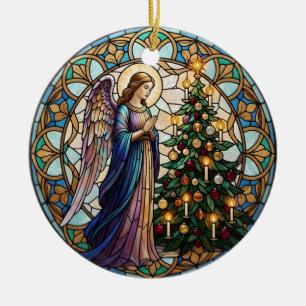 Memorial Praying Angel In Loving Memory Photo Ceramic Tree Decoration