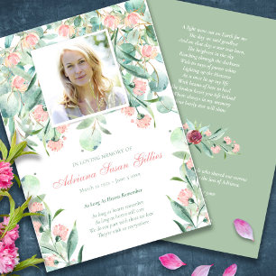 Memorial Program Eucalyptus Funeral Thank You Card