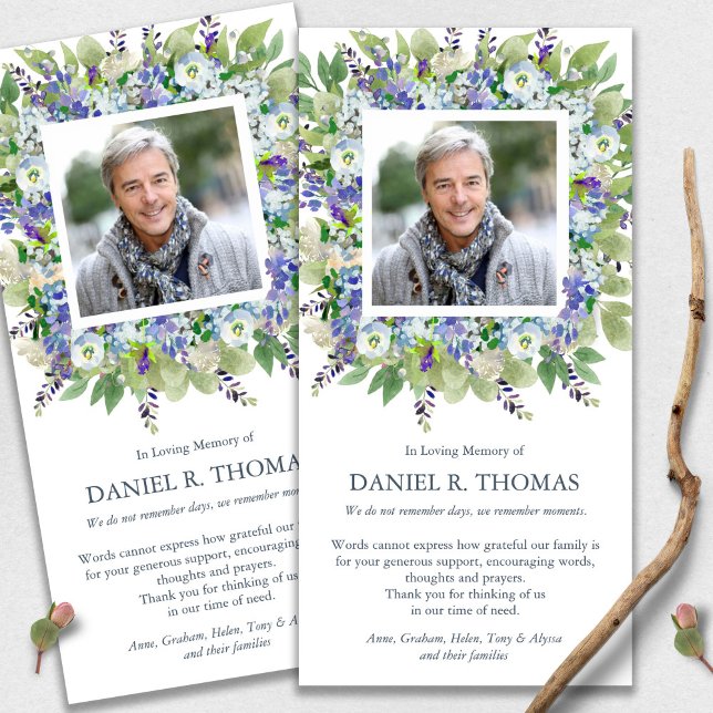 Memorial Purple Florals Funeral Thank You Cards (funeral thank you cards, bereavement, elegant, simple, celebration of life, sympathy card)