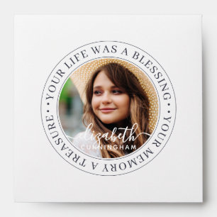 Memorial Quote Modern Elegant Chic Custom Photo Envelope