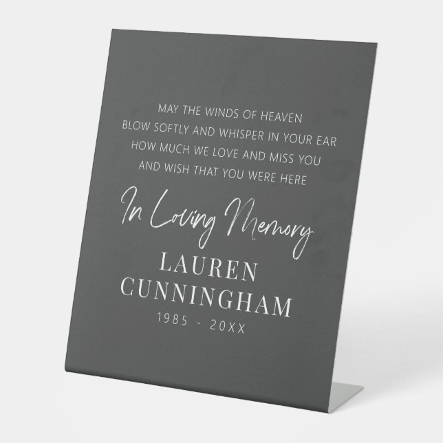Memorial Quote Modern Elegant Simple Chic Pedestal Sign (Front)