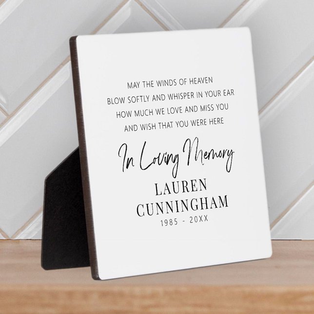 Memorial Quote Modern Elegant Simple Chic Plaque (Creator Uploaded)