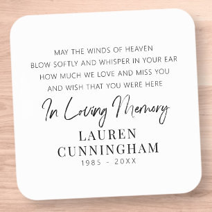 Memorial Quote Modern Elegant Simple Chic Square Sticker
