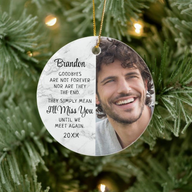 Memorial Quote Photo Remembrance Keepsake Marble Ceramic Tree Decoration (Tree)