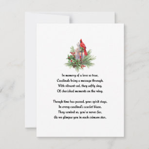 Memorial Red Cardinal Remembrance Sympathy Card