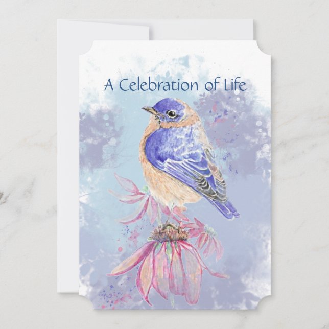 Memorial Remembrance Celebration of Life Bluebird Invitation (Front)