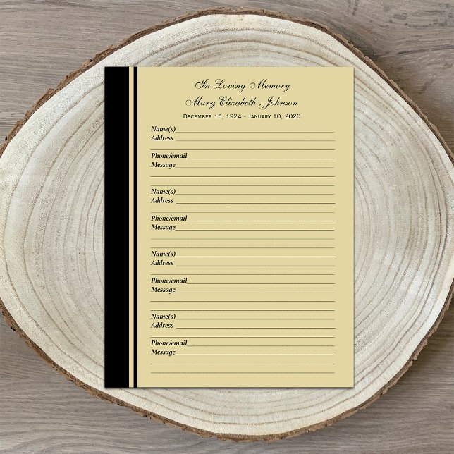 Memorial Remembrance Guest Book Filler Page Paper (Creator Uploaded)