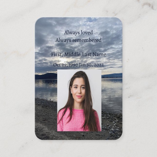 Memorial Remembrance Lake Evening Sunset Business Card (Front)