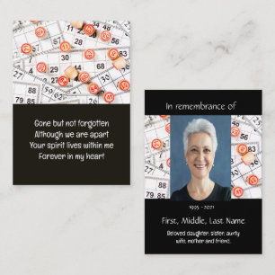 Memorial Remembrance Pocket Keepsake Bingo Game  Business Card