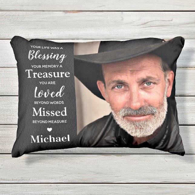 Memorial Remembrance Poem Faux Leather 2 Photo Decorative Cushion (Creator Uploaded)