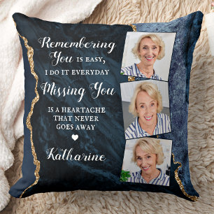 Memorial Remembrance Poem Personalised 3 Photo Cushion
