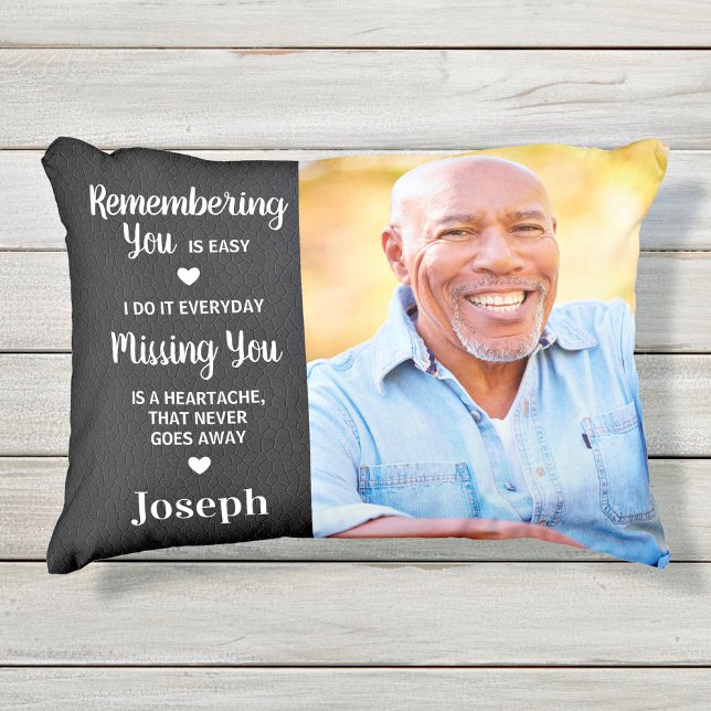 Memorial Remembrance Sympathy Faux Leather 2 Photo Decorative Cushion (Creator Uploaded)