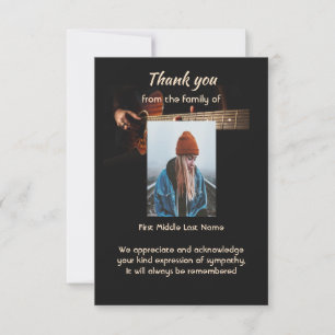 Memorial Remembrance Thank you Music  Guitar  Card