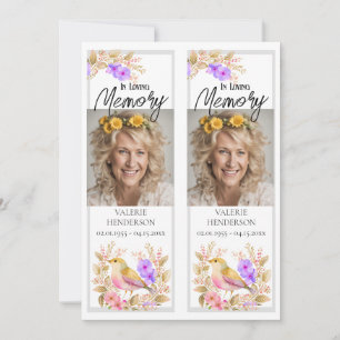 Memorial Remembrance Watercolor Bird Two Bookmark Invitation