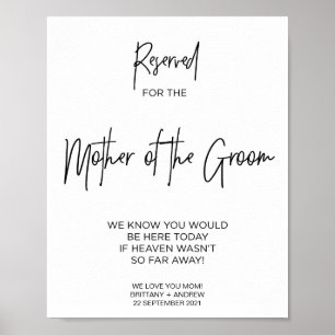 Memorial Reserved for Mother of the Groom Wedding Poster