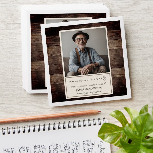 Memorial Rusitc Wood Photo Funeral Seeds Envelope (Stacked)