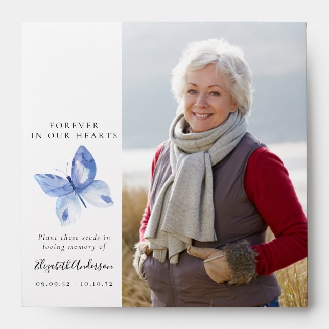 Memorial Seed Packet - Butterfly Photo Tribute Envelope (Front)