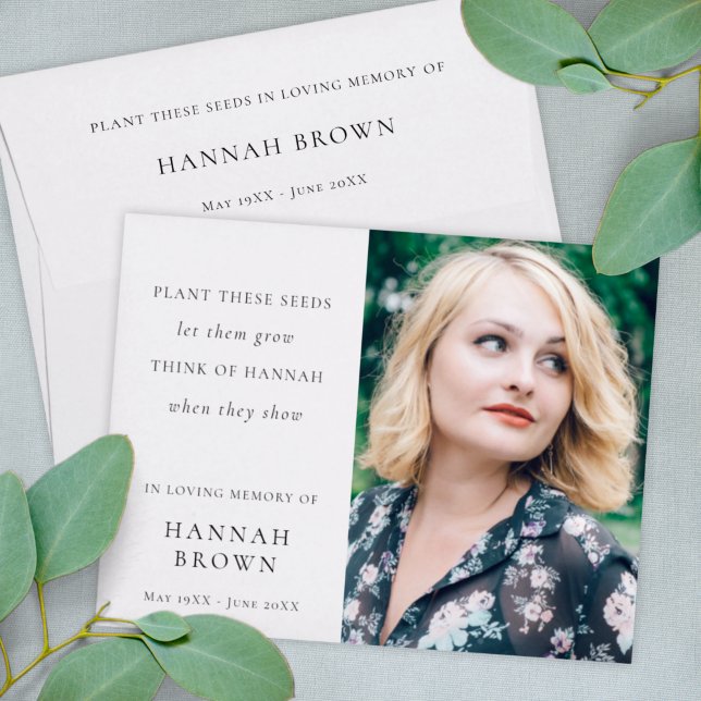 Memorial Seed Packet | Elegant Chic Funeral Favour Envelope (Creator Uploaded)