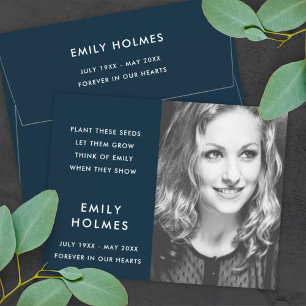 Memorial Seed Packet   Funeral Favour Modern Navy Envelope