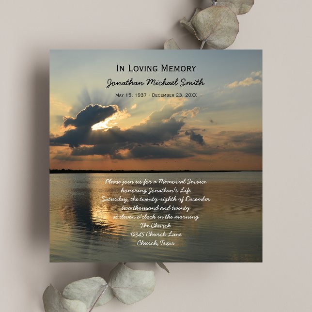 Memorial Service Announcement Invitation -- Sunset (Creator Uploaded)