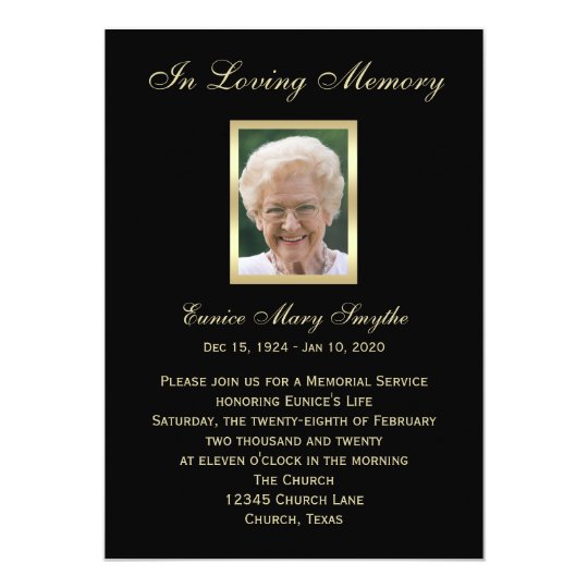 memorial service announcement invitations photo zazzle