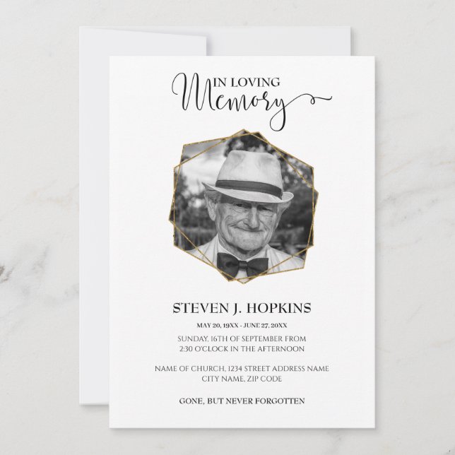 Memorial Service Announcement Photo Invitation (Front)