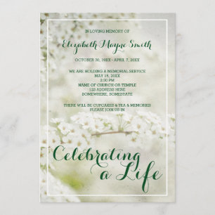 Memorial Service Celebrating a Life Baby’s Breath Invitation