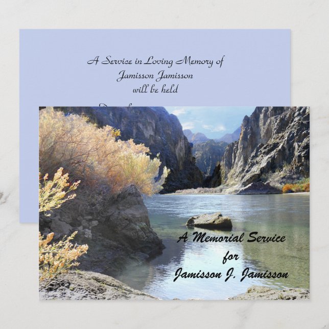 Memorial Service Celebration Life Tranquil River Invitation (Front/Back)