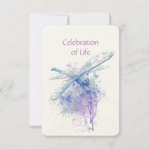 Memorial Service Celebration of Life Dragonfly Invitation