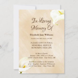 Memorial Service Celebration of Life   Lily Invitation