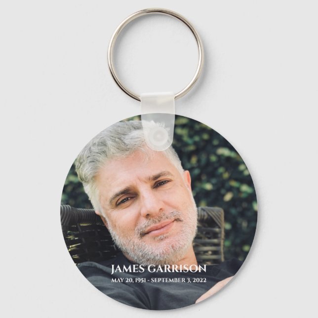 Memorial Service Celebration of Life Photo Gift Key Ring (Front)