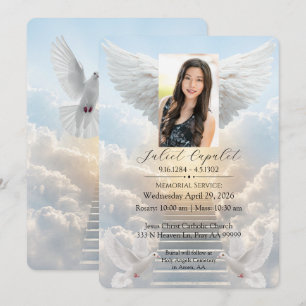 Memorial Service Clouds & Doves Invitation