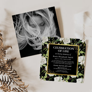 Memorial Service   Elegant Photo Funeral Invitation