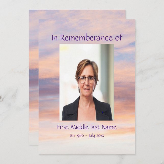 Memorial Service Evening Sunset Sunset  Invitation (Front/Back)