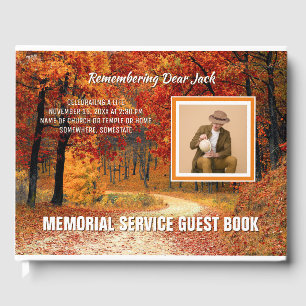 Memorial Service Fall Forest Autumn Add Your Photo Guest Book
