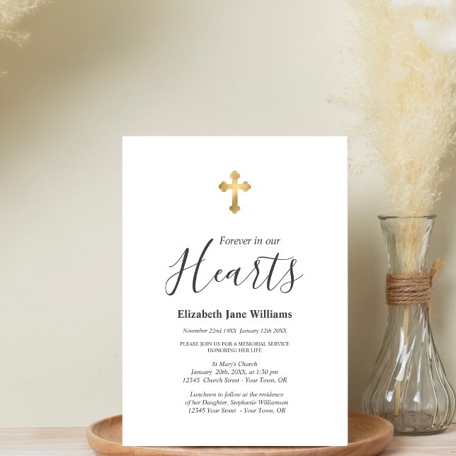 Memorial Service Forever In Our Hearts Christian  Invitation (Creator Uploaded)